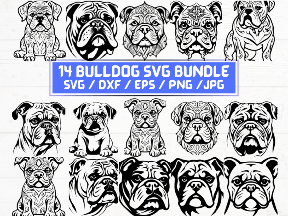 Bulldog Dog SVG, DXF, EPS, JPG, and PNG Files: A Versatile Digital Asset for Creative and Professional Workflows