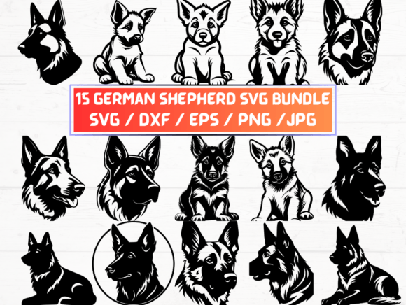 German Shepherd Dog Vector Files for Creative Use
