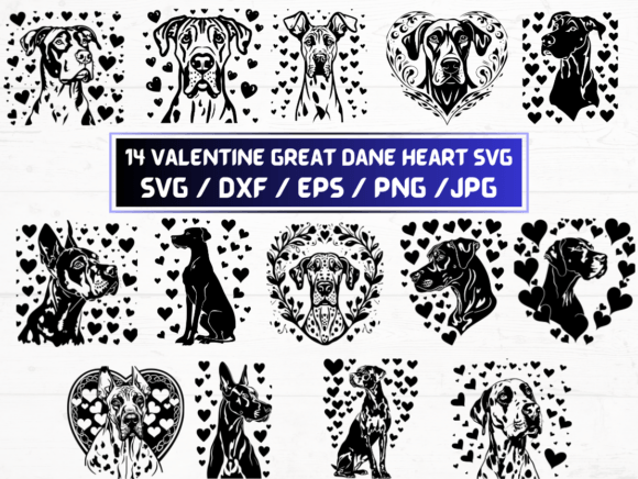 Valentines Great Dane Heart SVG File